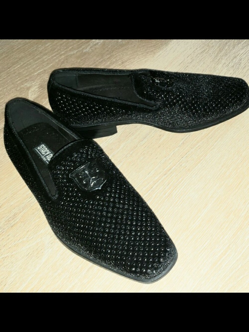 Stacy Adams BOYS Size 4M SWAGGER Black Studded Slip-On Formal Dress Shoe